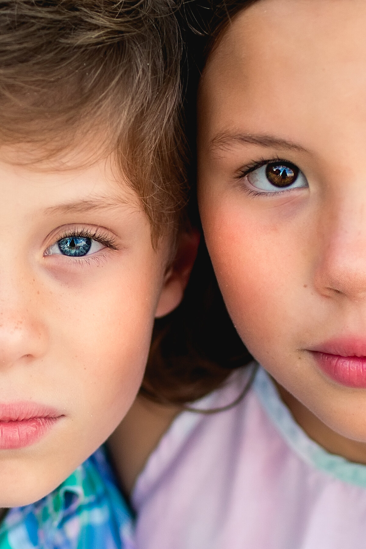 Artistic brother-sister detail shot during photoshoot  in Chicago.