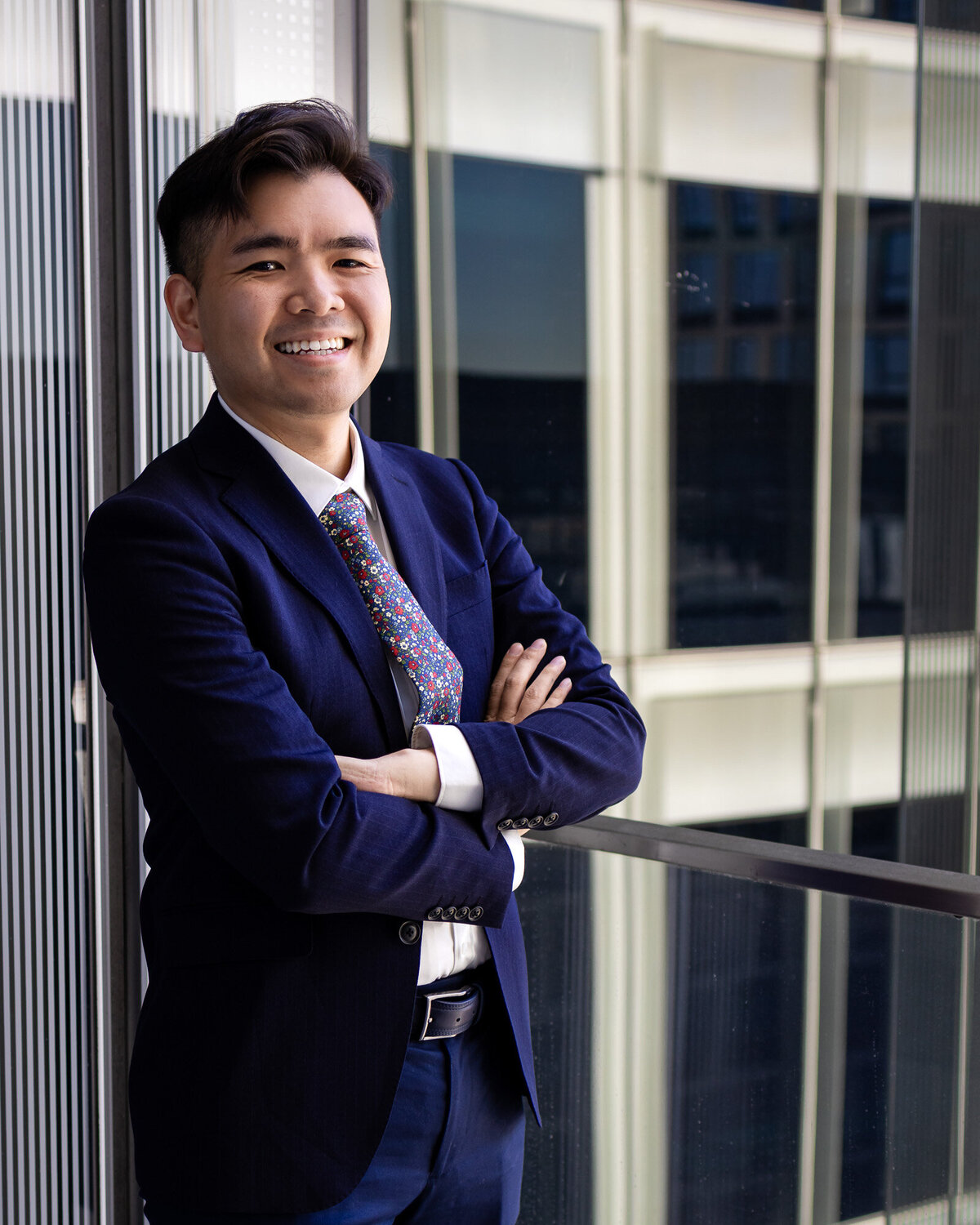 Smiling professional man in suit and floral tie – Bay Area Headshot Portfolio | Ellobelle Photography