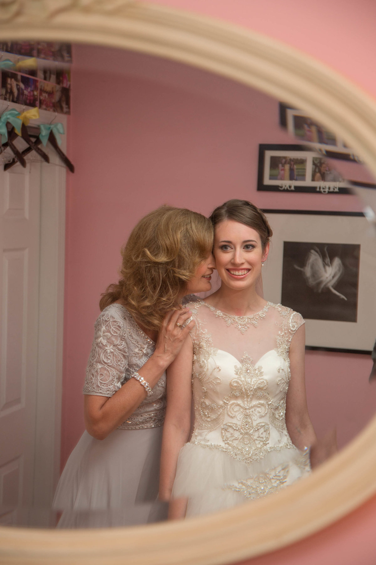 bride and mom having a moment