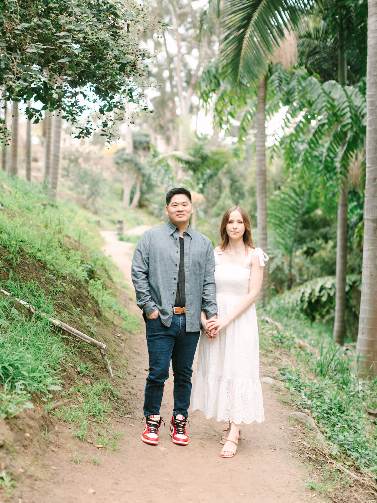 couple at japanese garden in balboa park engagement session
