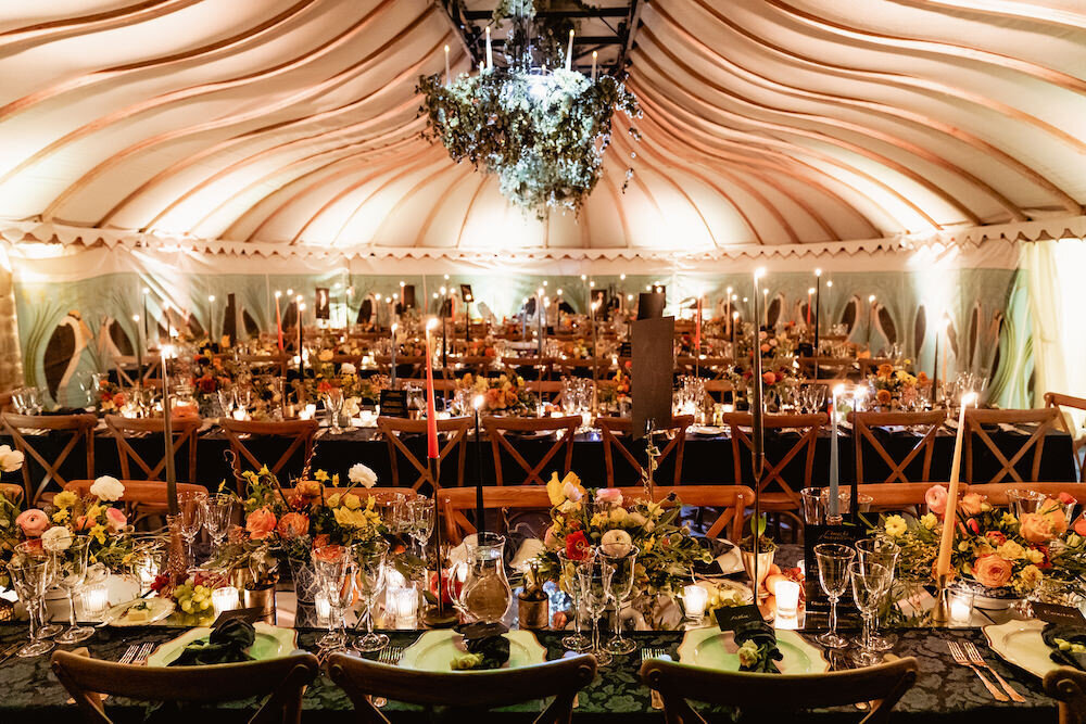 event flowers in marquee