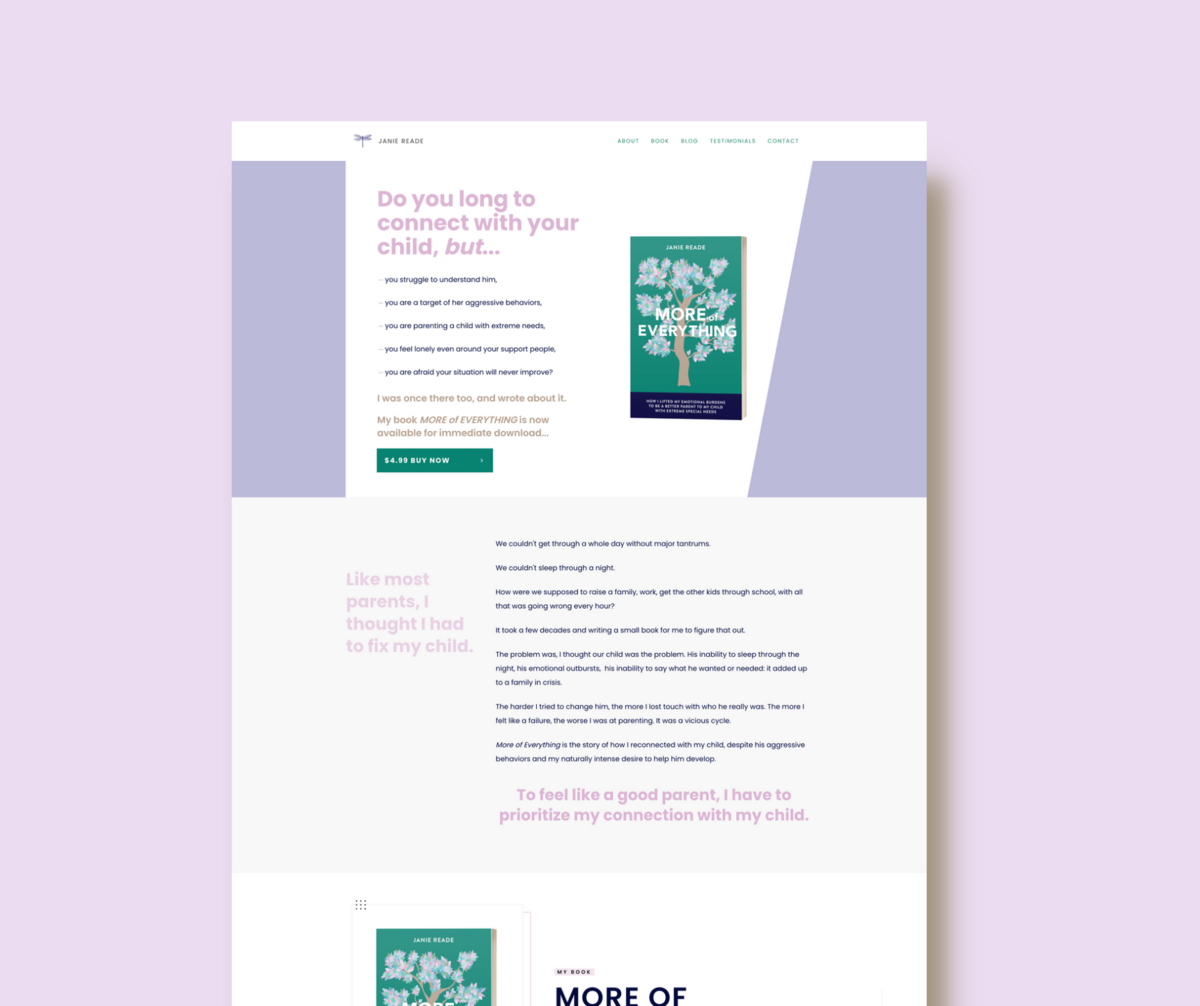Janie Reade Website Mockup