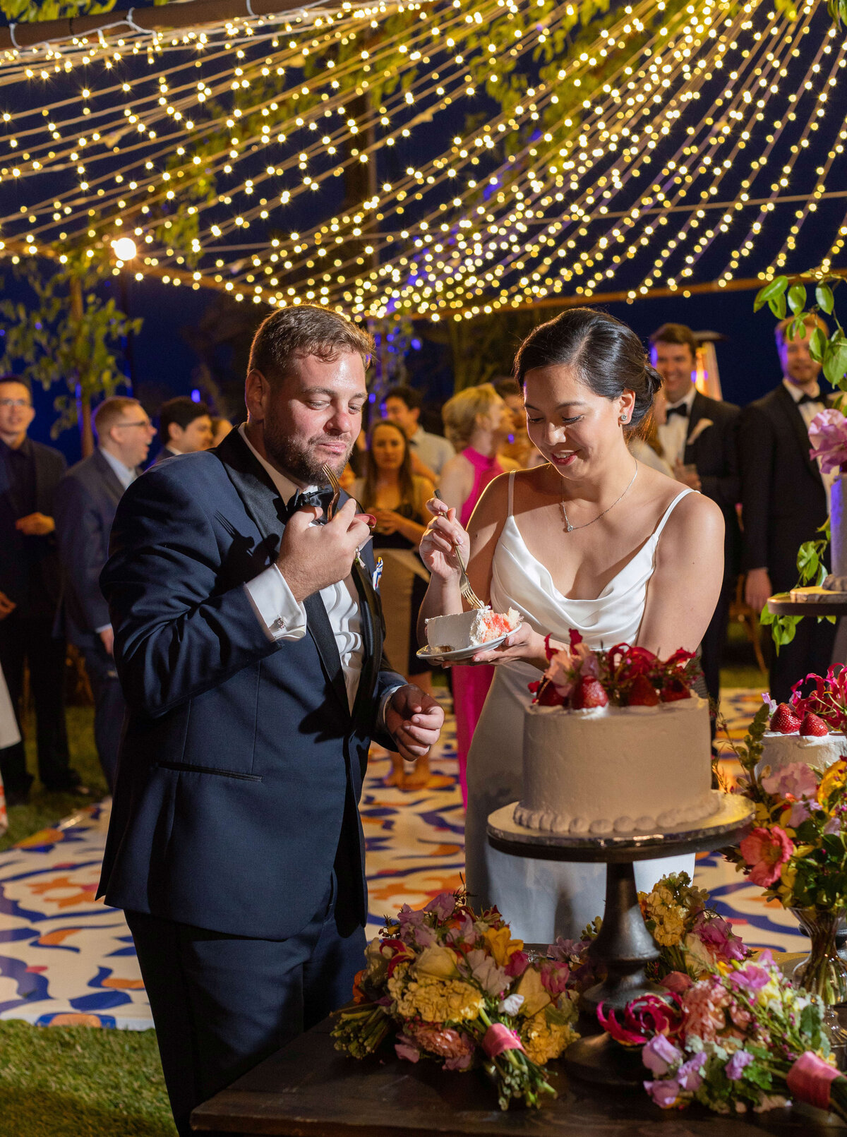 Couple eating cake