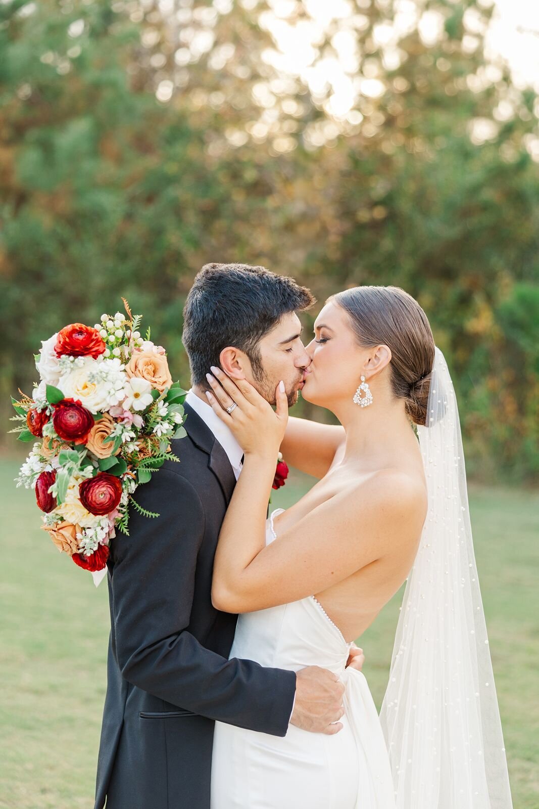Newlyweds kiss