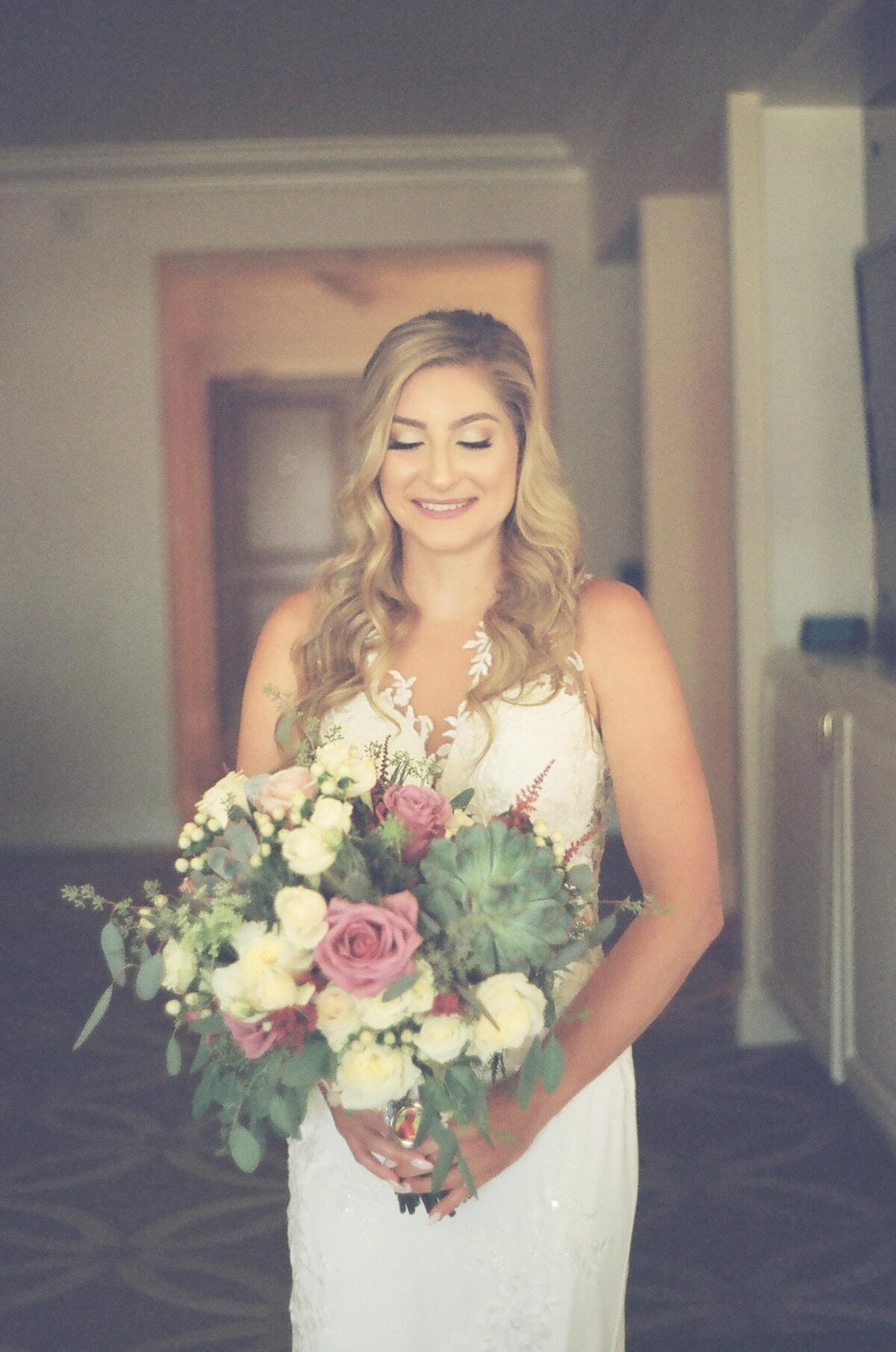 Bridal portrait on film Las Vegas Strip