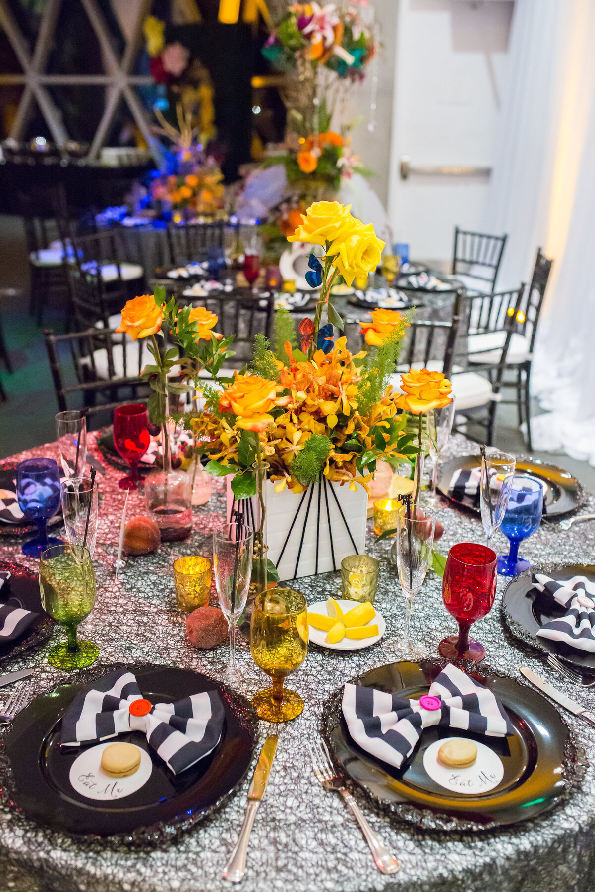 26 - Dali Museum St. Pete Wedding Reception Alice in Wonderland Tablescape - Tampa Bay Wedding Planner