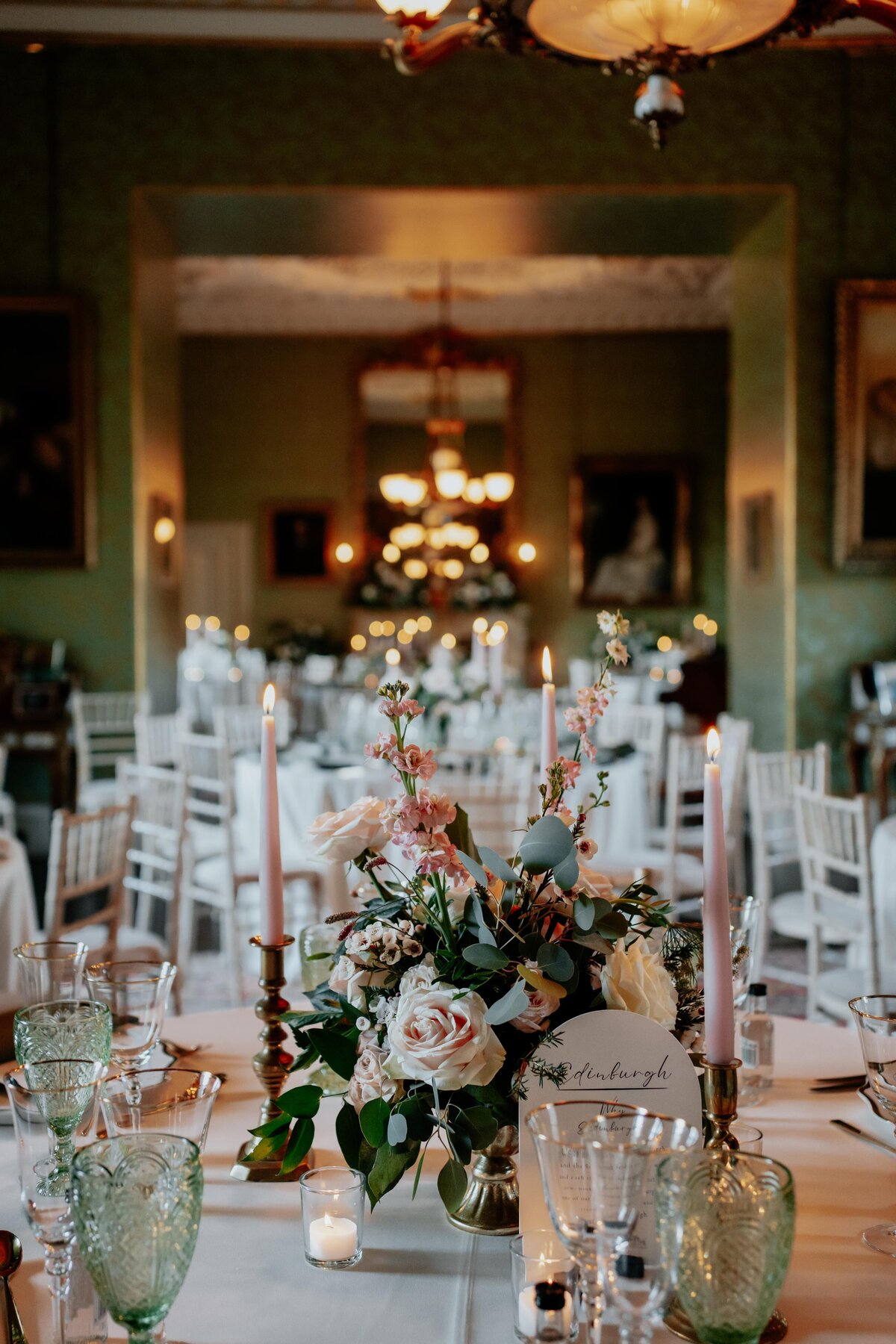 creatively styled wedding reception in scotland