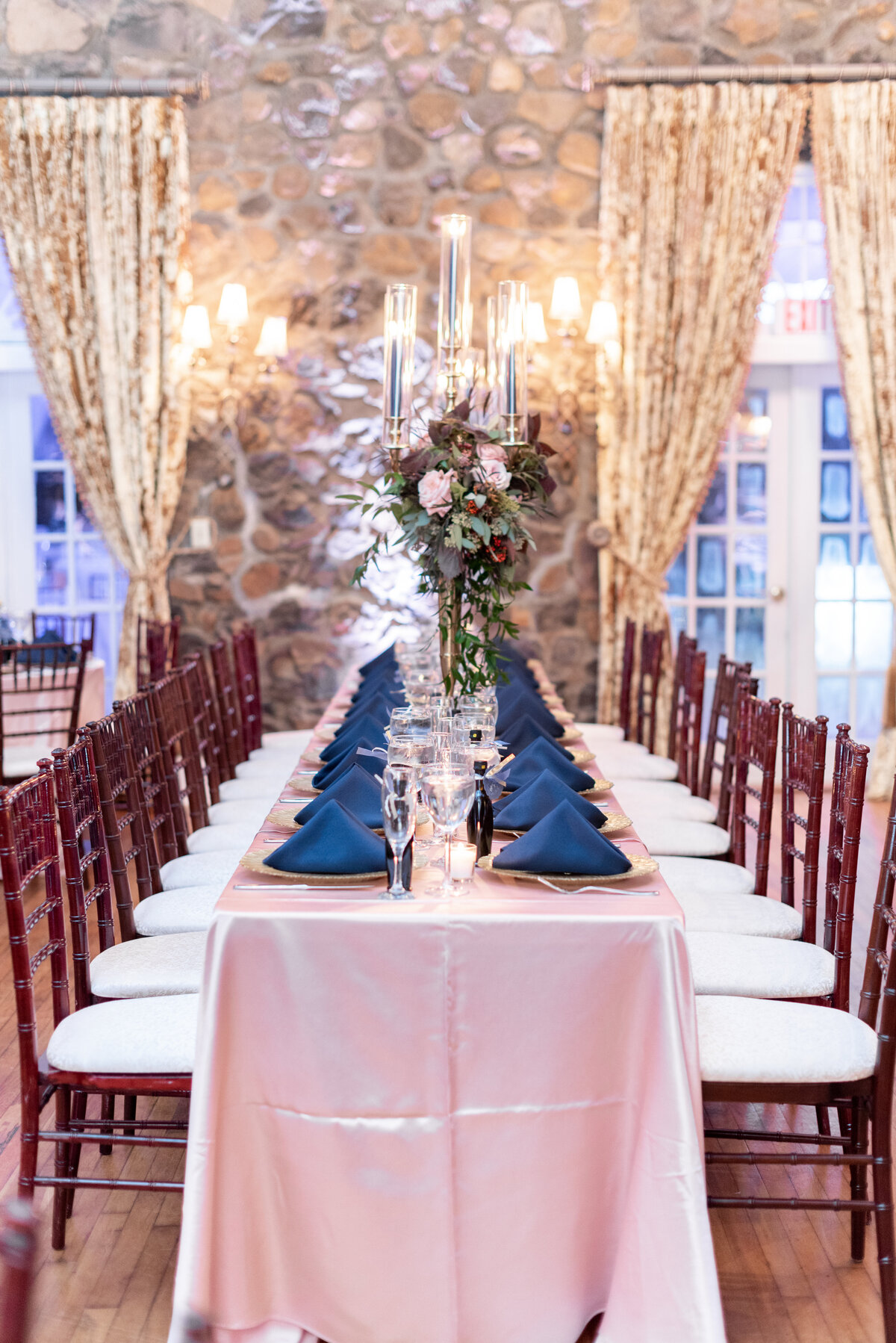 Poplar Springs manor reception details on luxury Virginia wedding day
