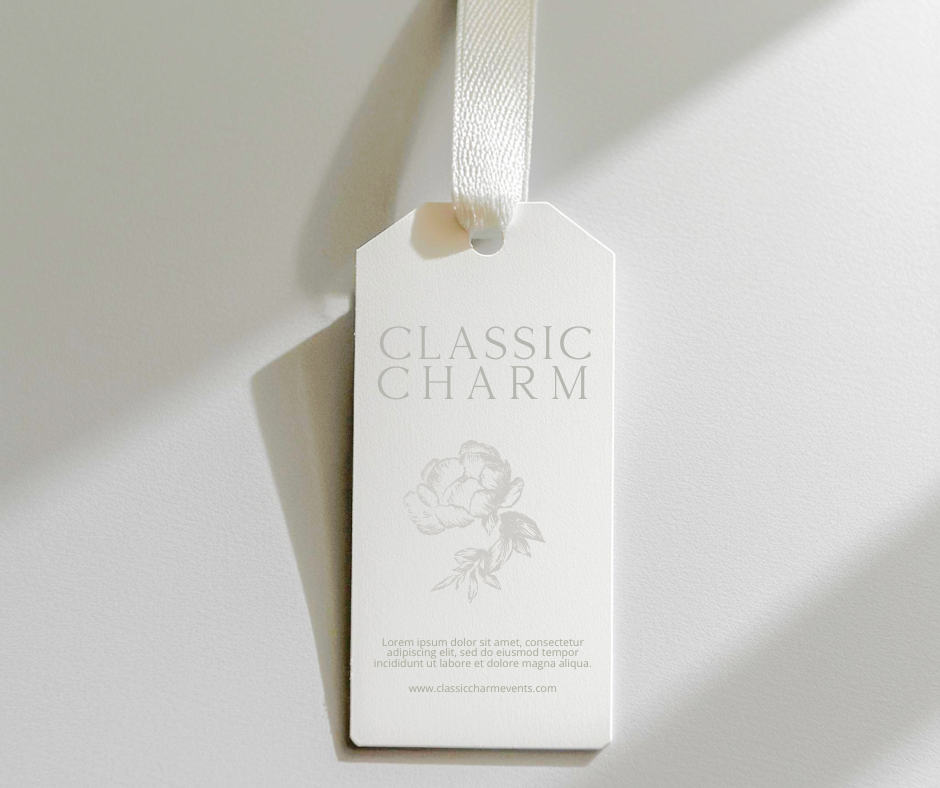 Black and White Minimalist Label Tag Mockup Facebook Post
