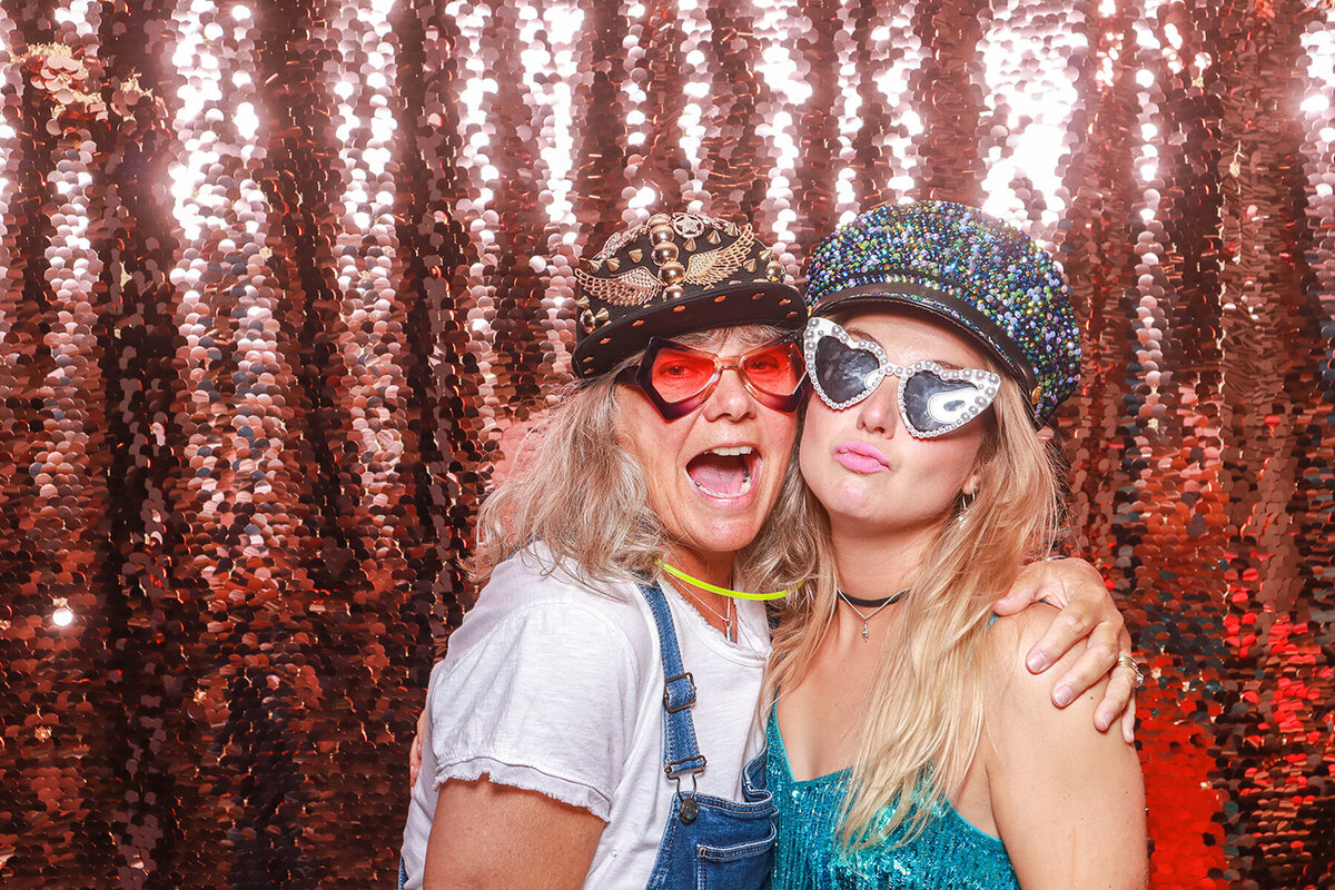 Champagne sequins backdrop and fun props for a themed birthday party rental in cheltenham