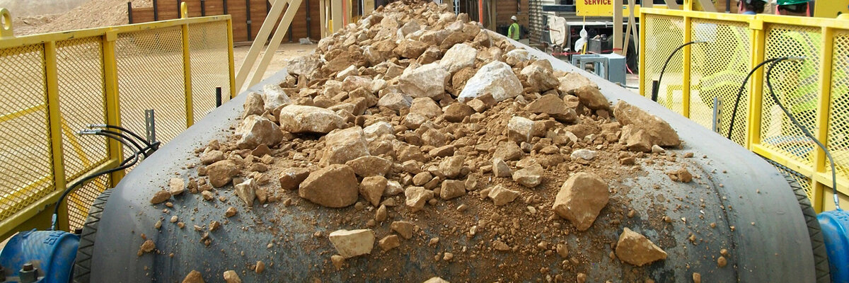 heavy industry conveyor belt with rocks