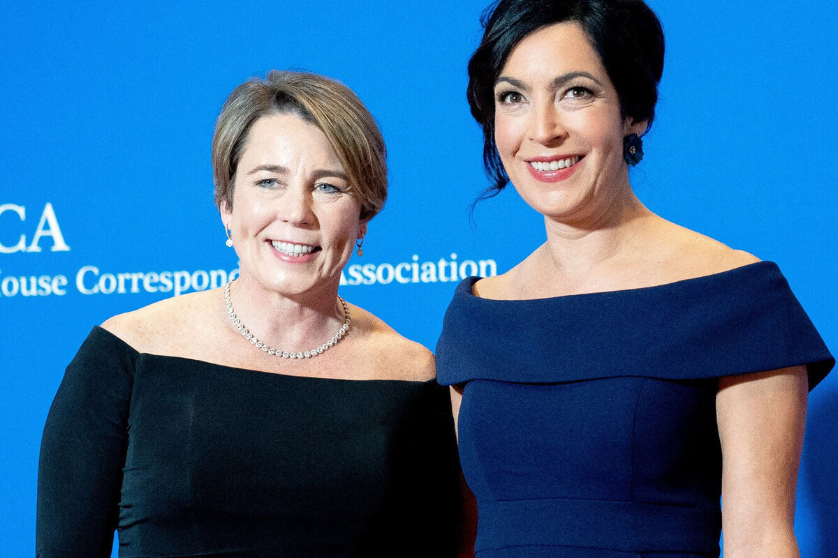 Makeup for Massachusett Governor Healey and partner Joanna Lydgate for White House Correspondents Dinner 2023 by Mong Bui