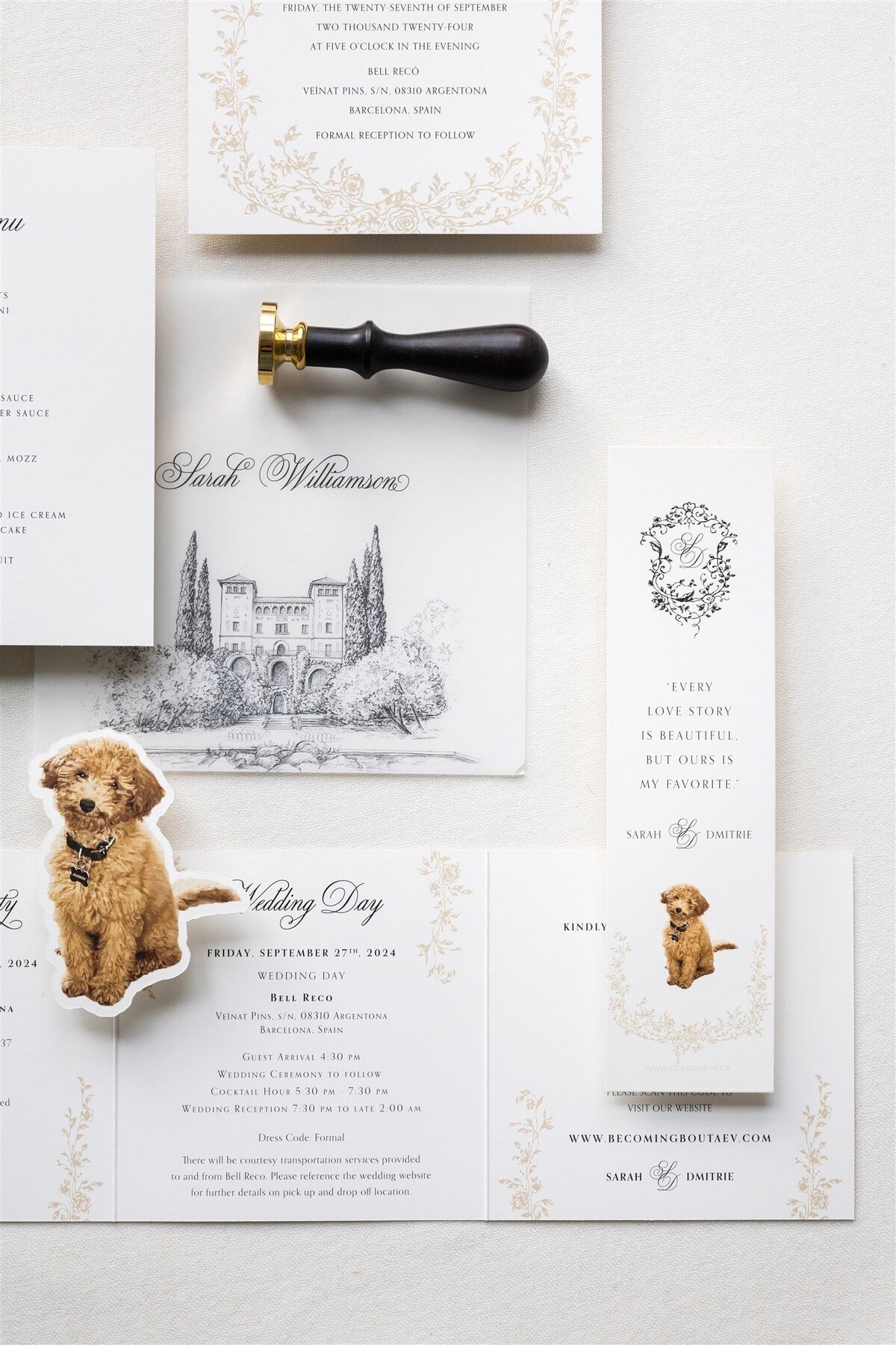 G Designers Black and white destination wedding invitations 11