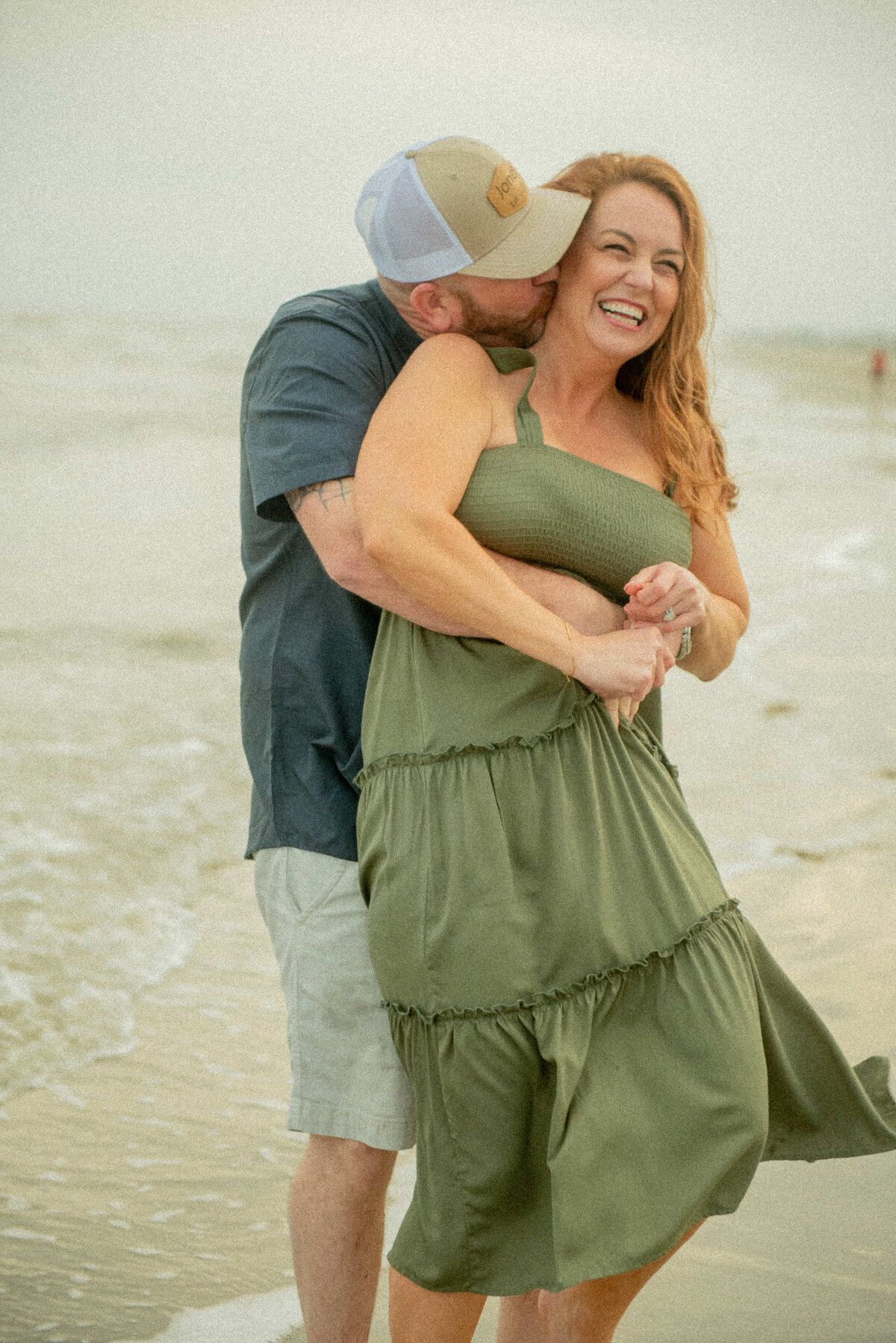 Galveston beach couple photography