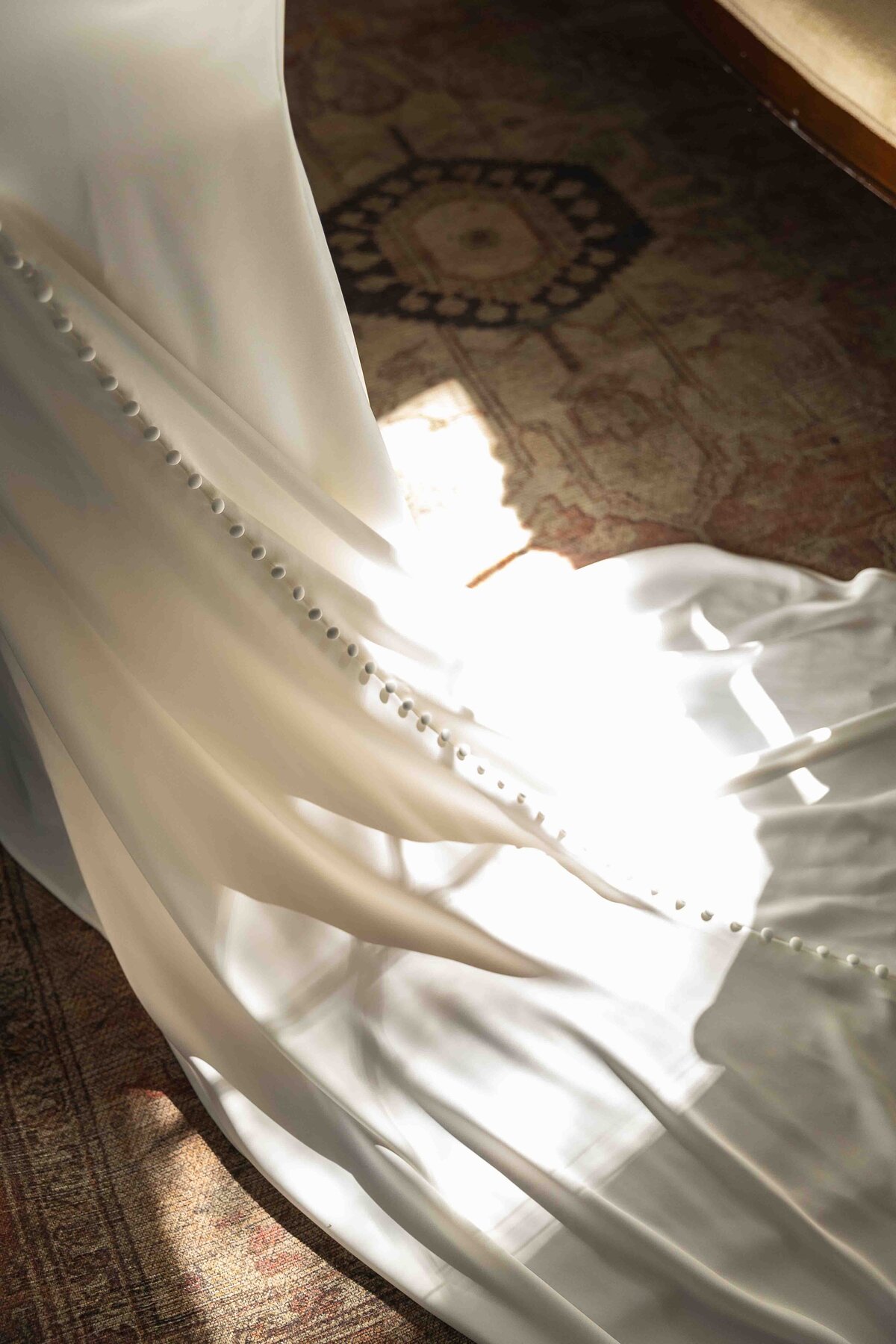 Sunlight on bride's gown