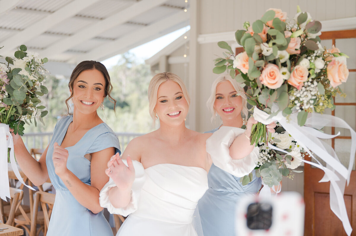 Bride Dancing with her Bouquet