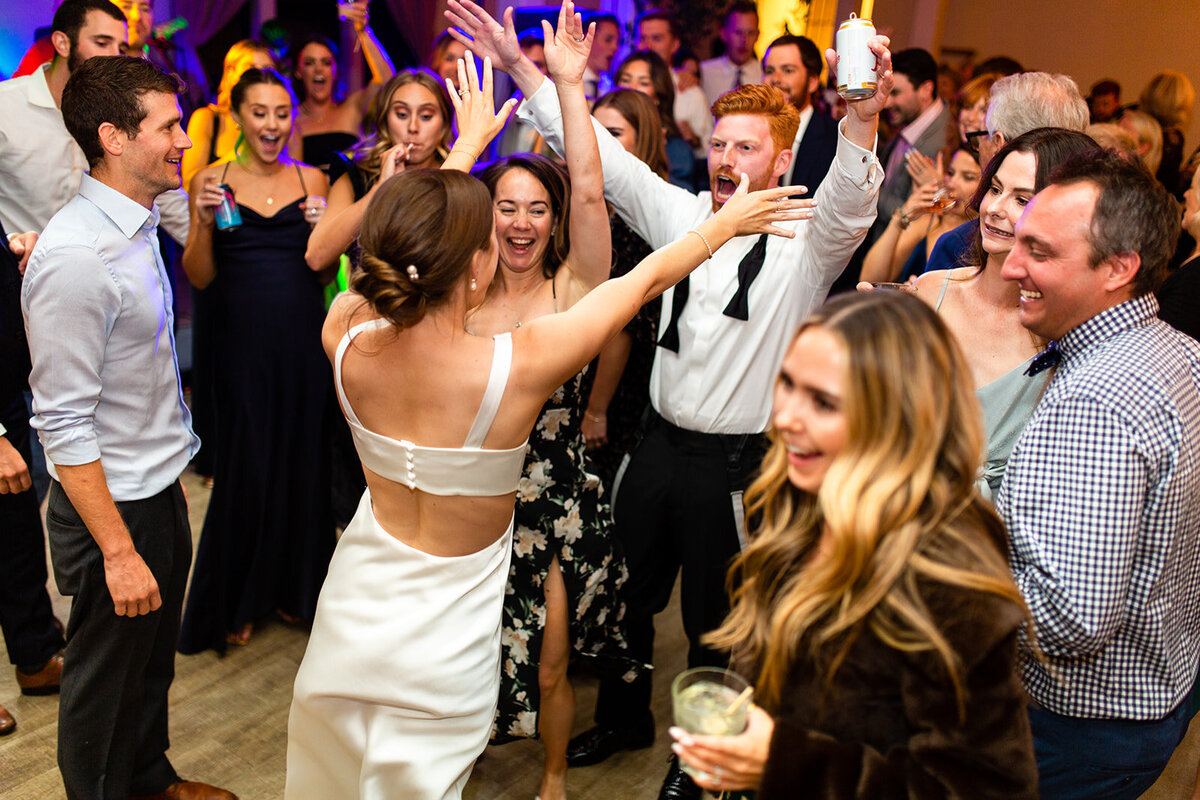 Dancing in pavilion at Roche Harbor Wedding