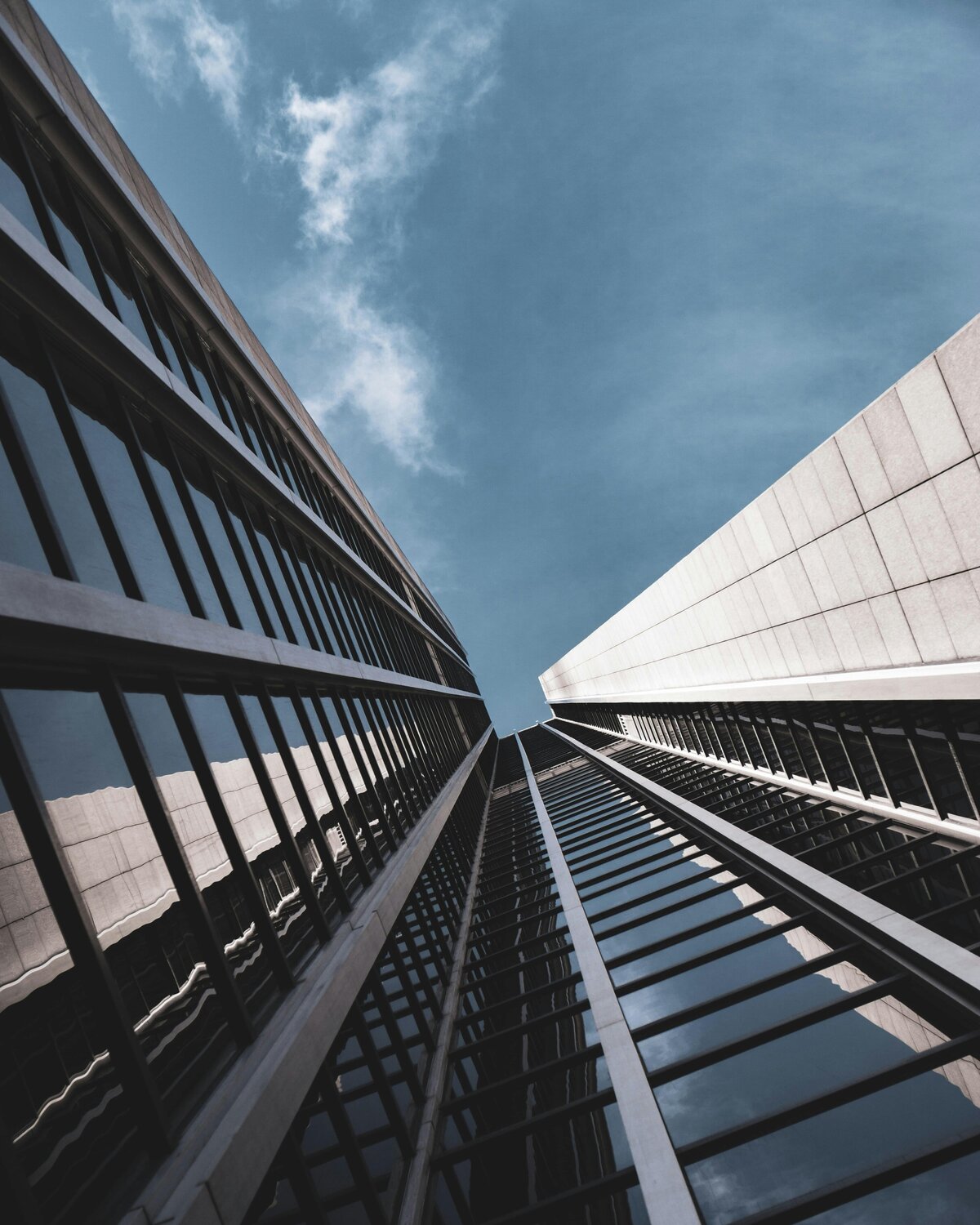 Buildings in Frankfurt from below
