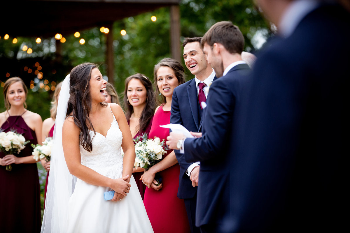 An outdoor wedding ceremony in the fall at Sassafras Fork Farm
