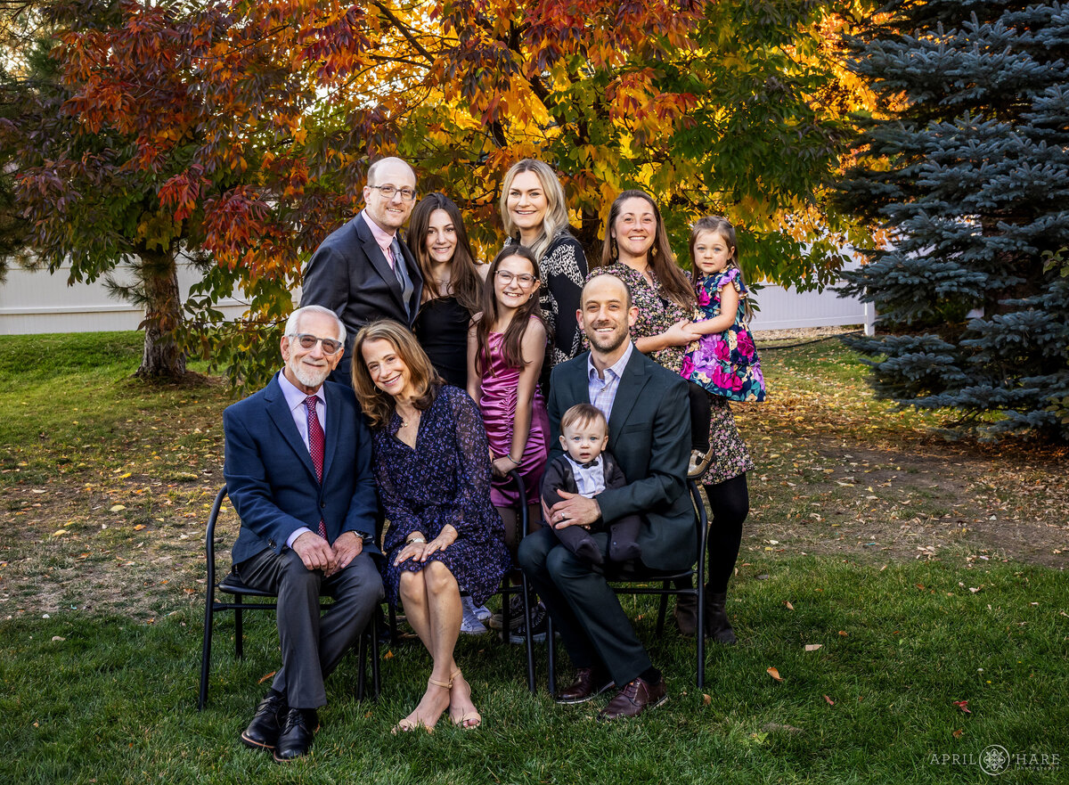 Family Group Photo at an Autumn Bat Mitzvah in Colorado