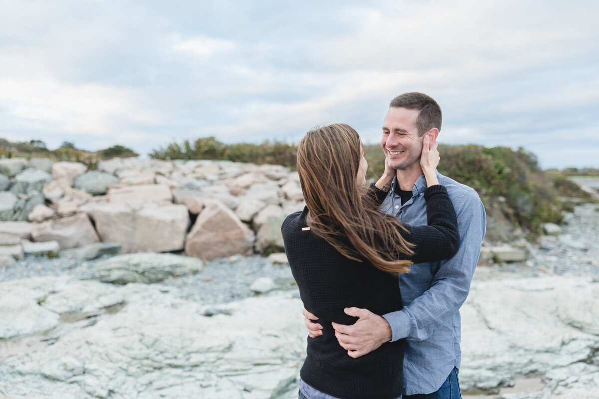 Engaged couple at Brenton Point Park