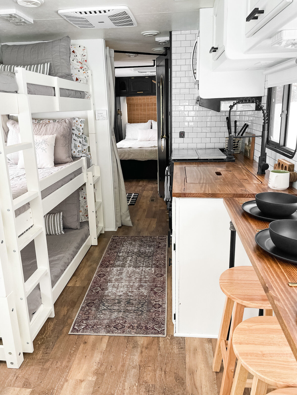 RV triple bunk and kitchen reno