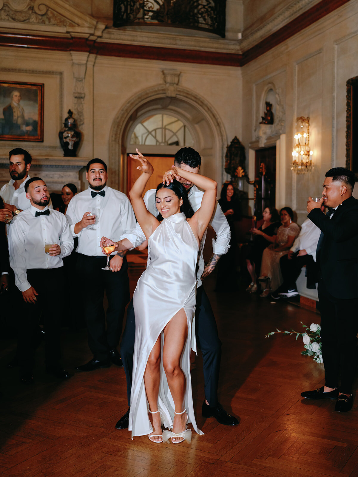 Couple dancing at their wedding reception in  their Loudoun County wedding.