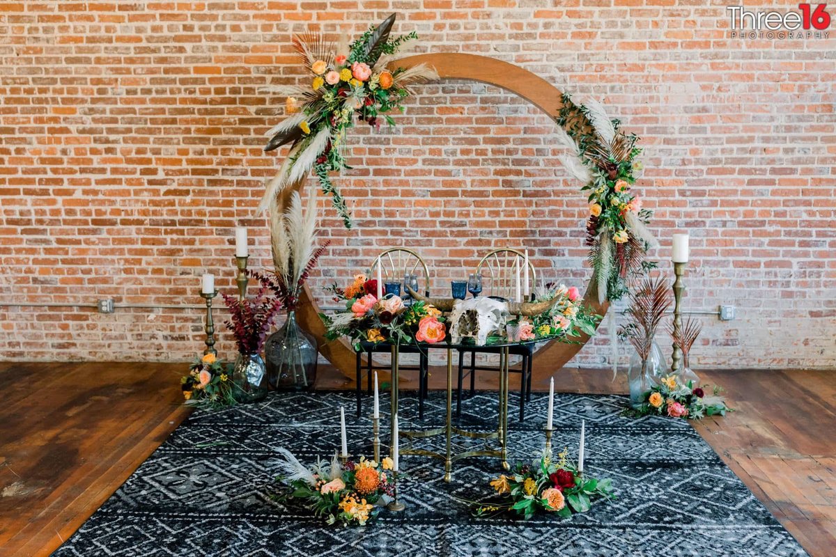 Unique Sweetheart Table at the Franciscan Gardens Wedding Venue