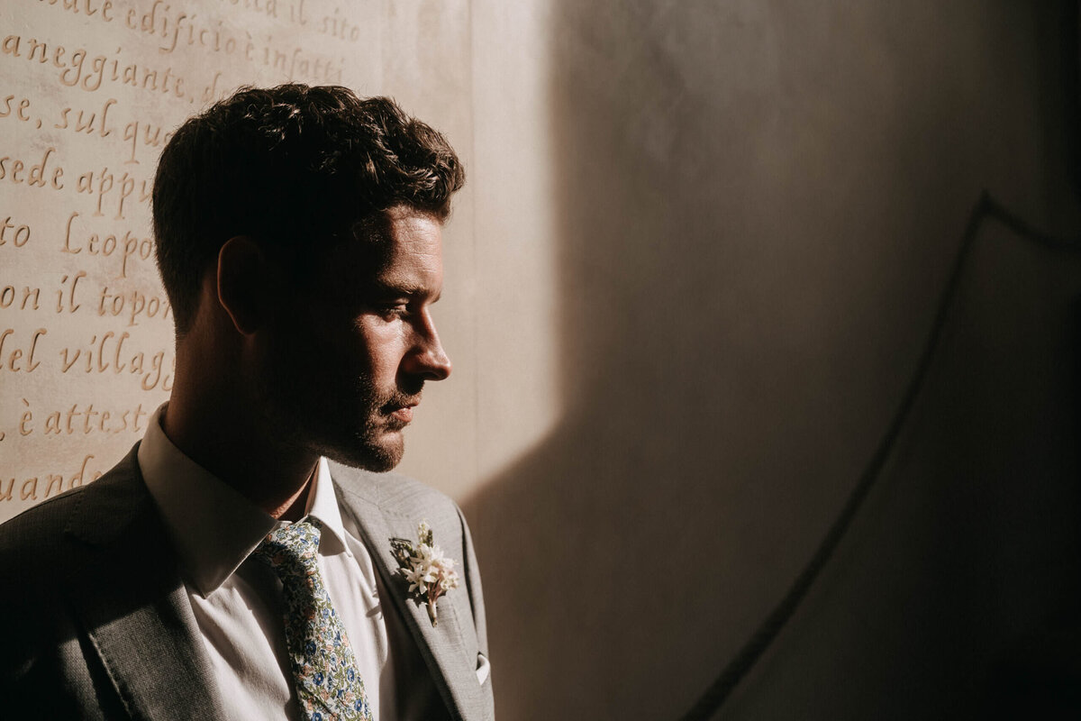 groom portrait borgo santo pietro exclusive wedding in tuscany 