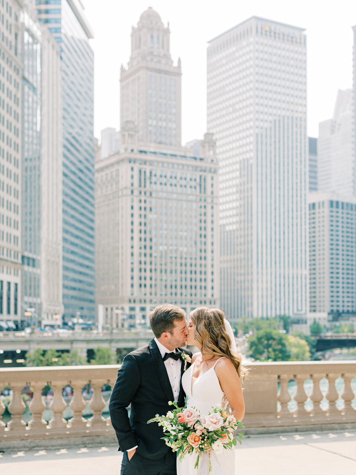 wrigley building chicago wedding portrait-1