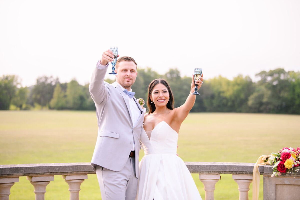 Bride and Groom toasting