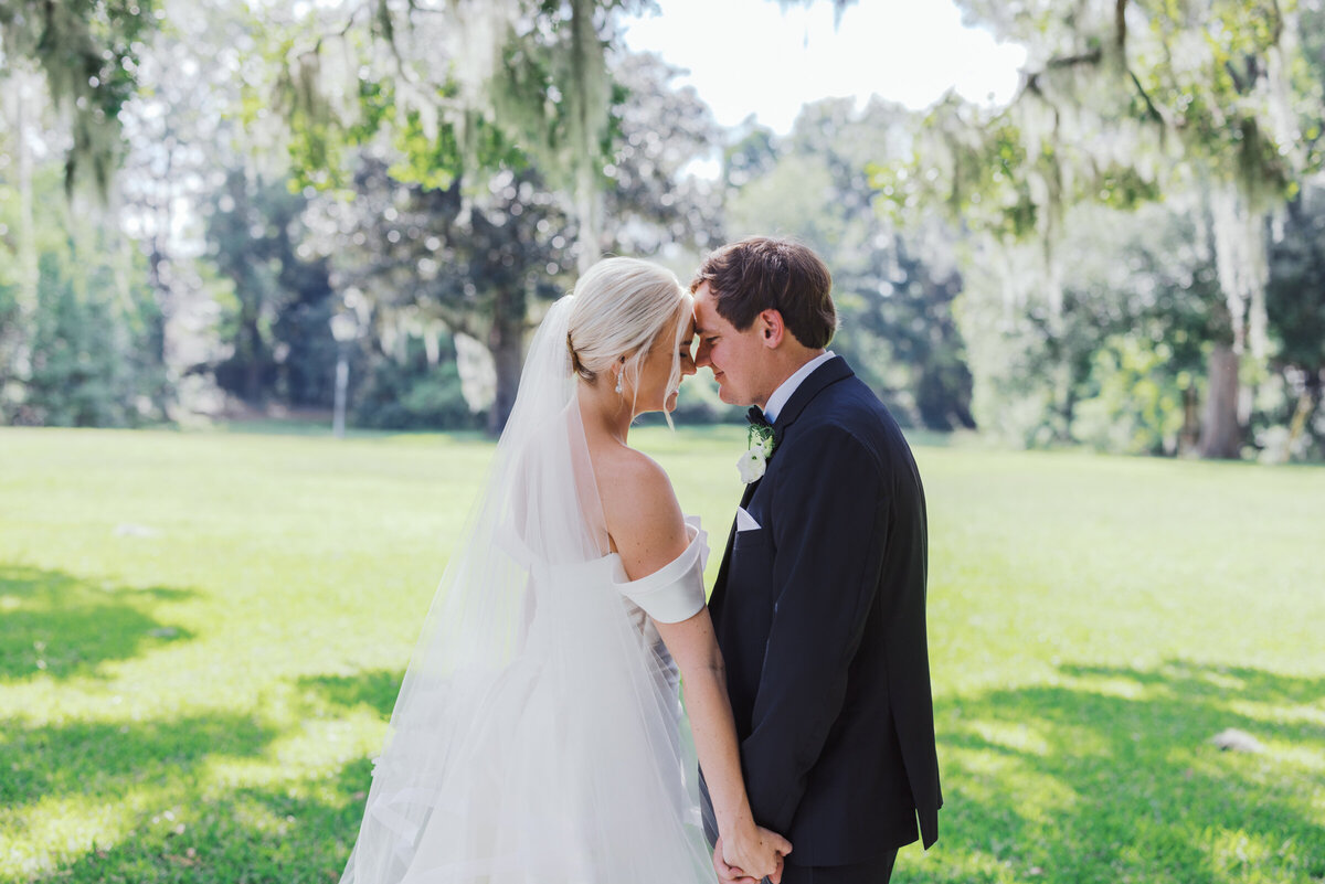 Old wide awake bride and groom