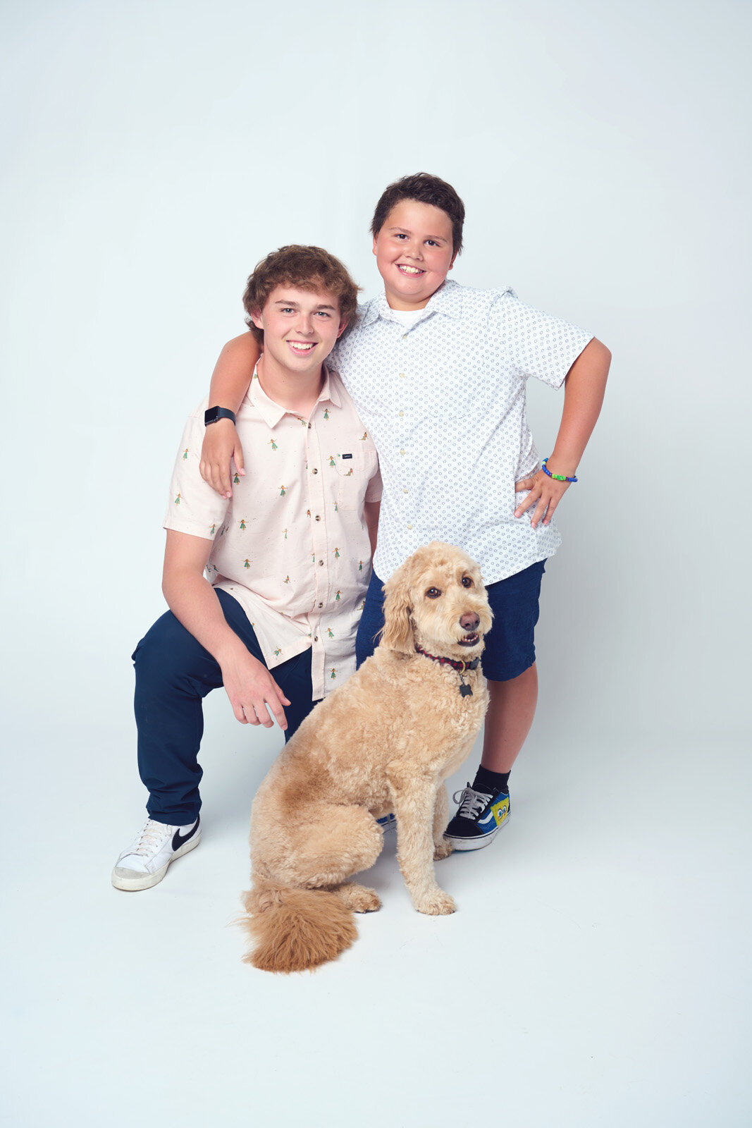 Happy Siblings and Dog Posing for Family Portrait in Minnesota-40