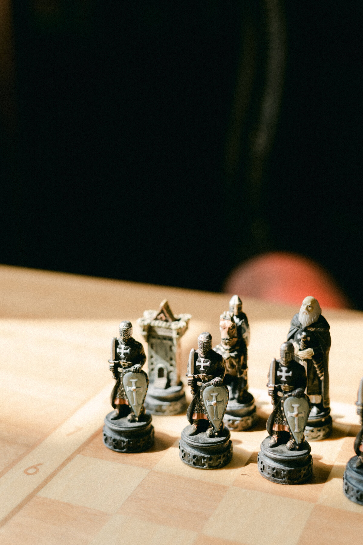 Chess board photographed by wedding photographer Hannika Gabrielsson.