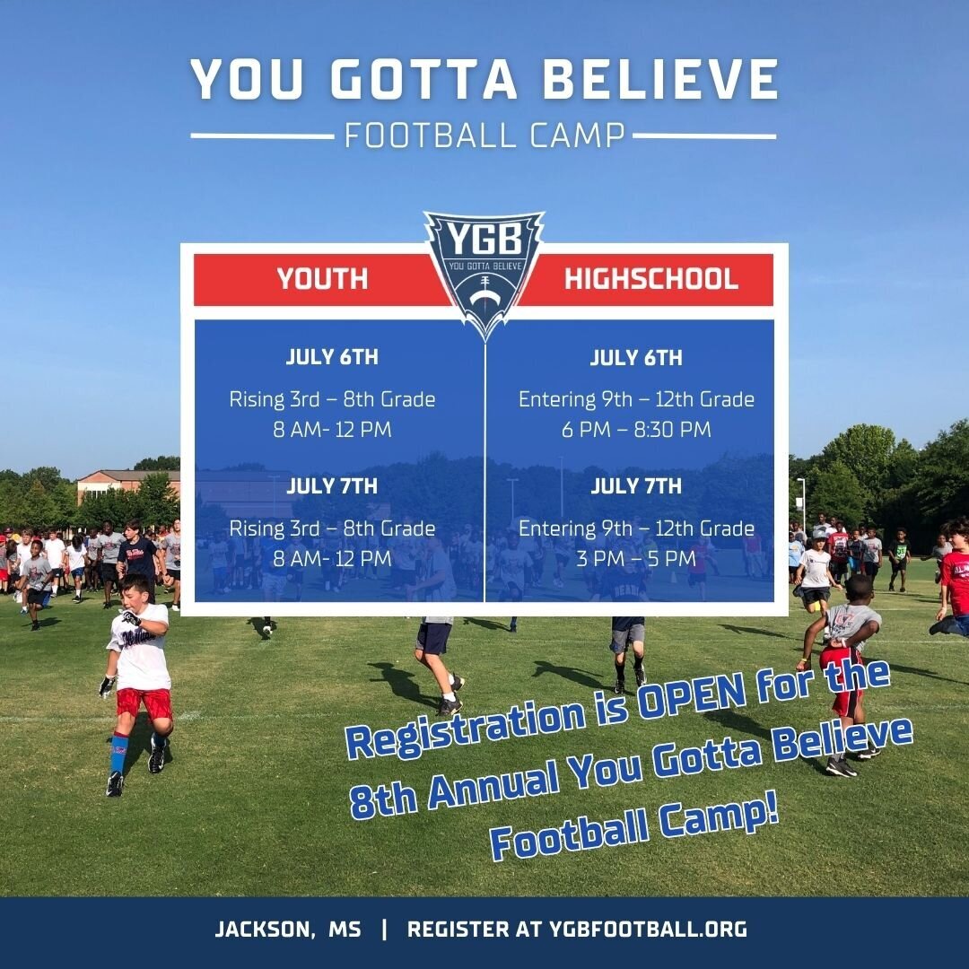 Graphic for the You Gotta Believe Football Camp