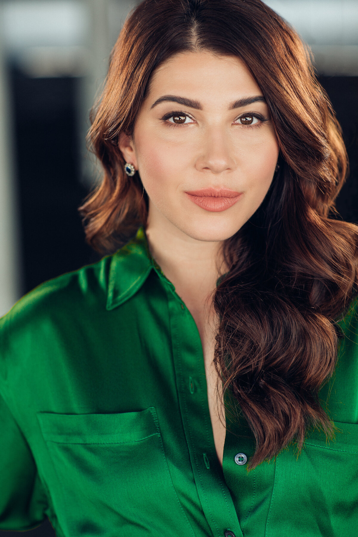 Headshot Photograph Of Young Woman In Green Polo Los Angeles