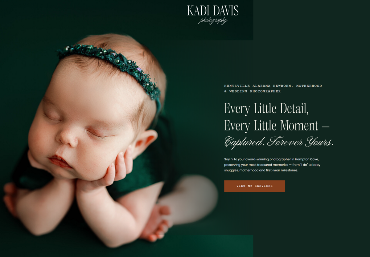 website copywriting for newborn photographer - hero copy