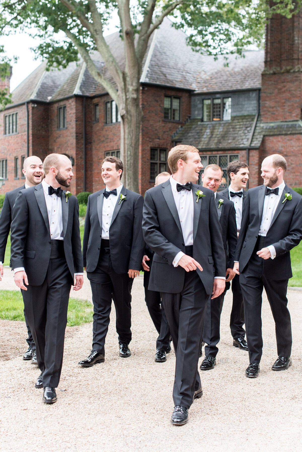 Groom and groomsmen at Washington and Lee University wedding