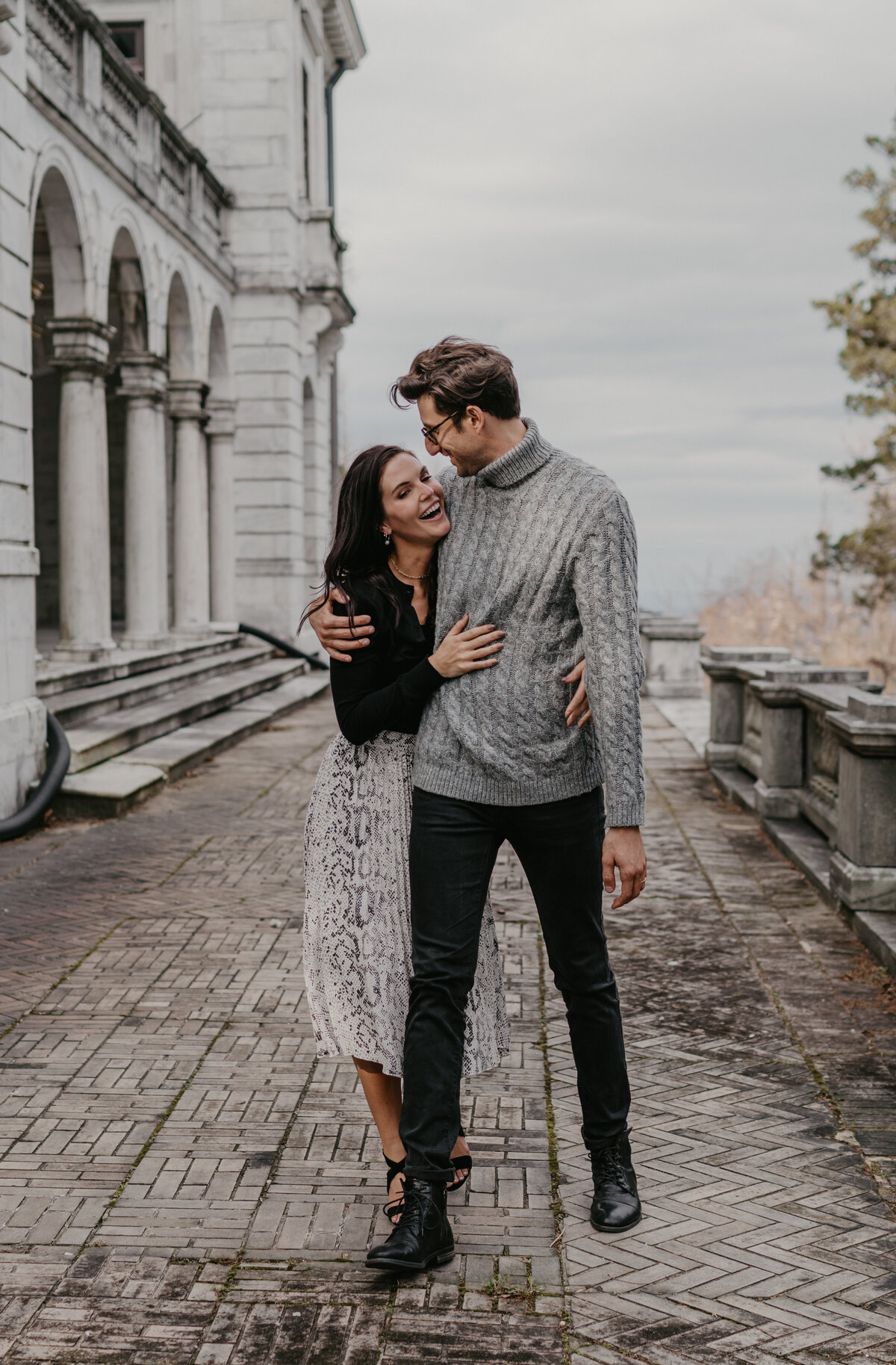 elegant and modern engagement session at Swannanoa Mansion in Virginia.