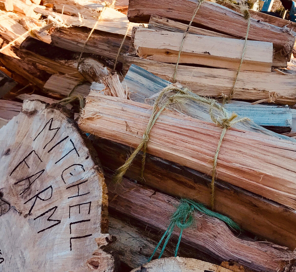 We sell bundles of seasoned firewood at our farm stand