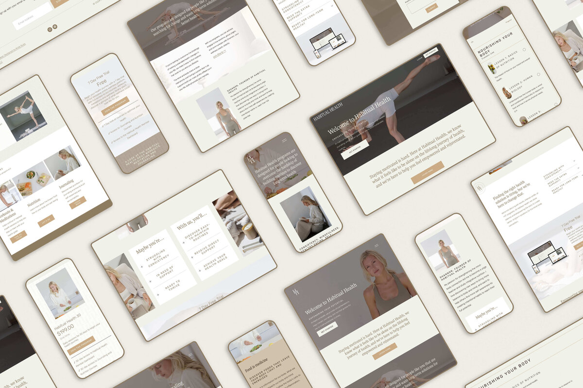 wellness focused web design with a clean, cohesive aesthetic for online presence