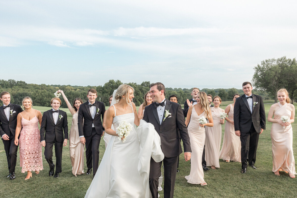Wedding Party casual portrait at Oakwood Country Club Kansas City