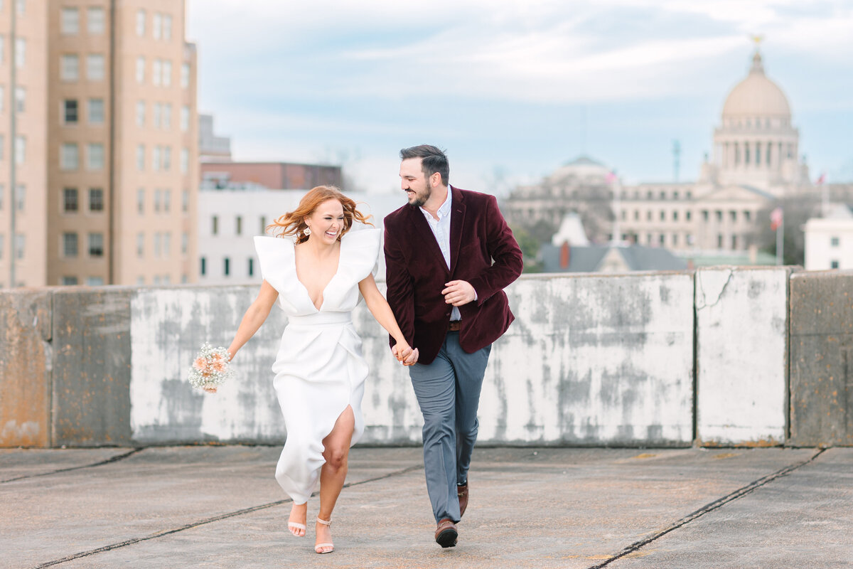 rooftop engagment session in jackson mississippi