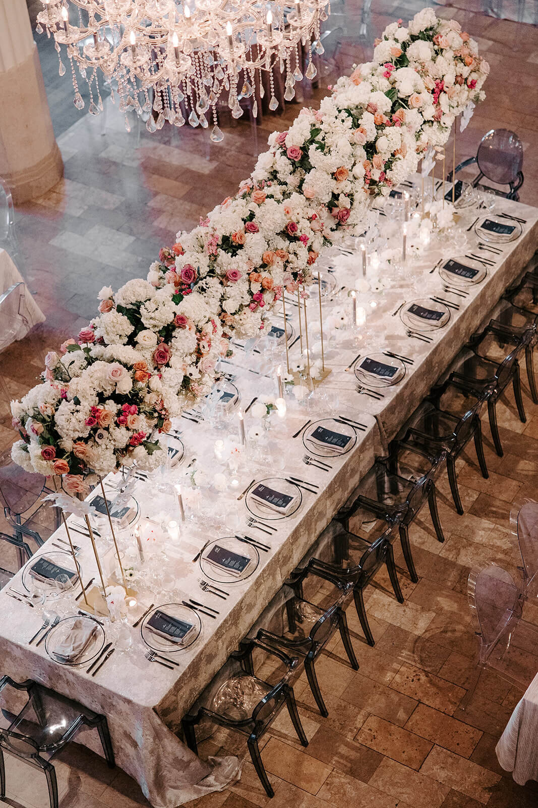 Candlelit wedding reception at The Corinthian Houston, by Julian Leaver Events