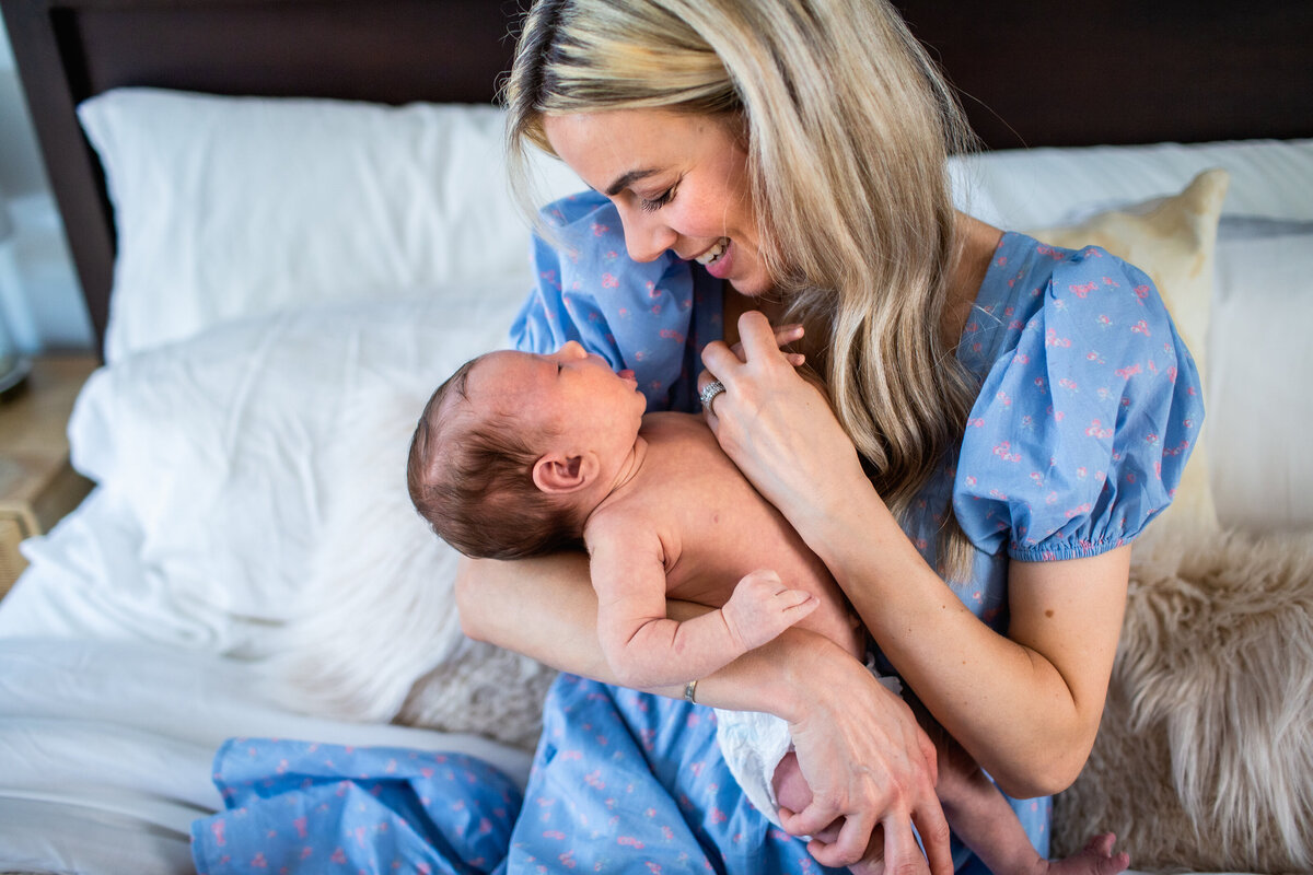 Candid mother and son moment in the comfort of their own home.