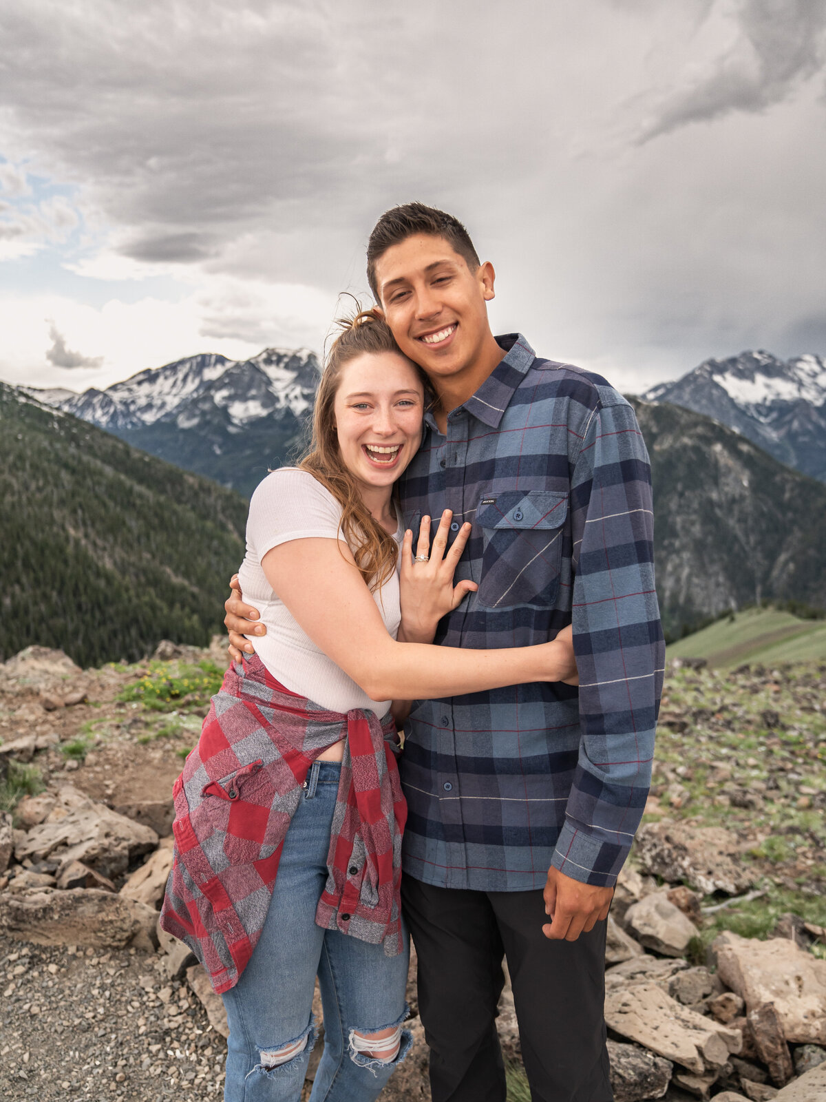 Couple portrait for engagement session in Yosemite
