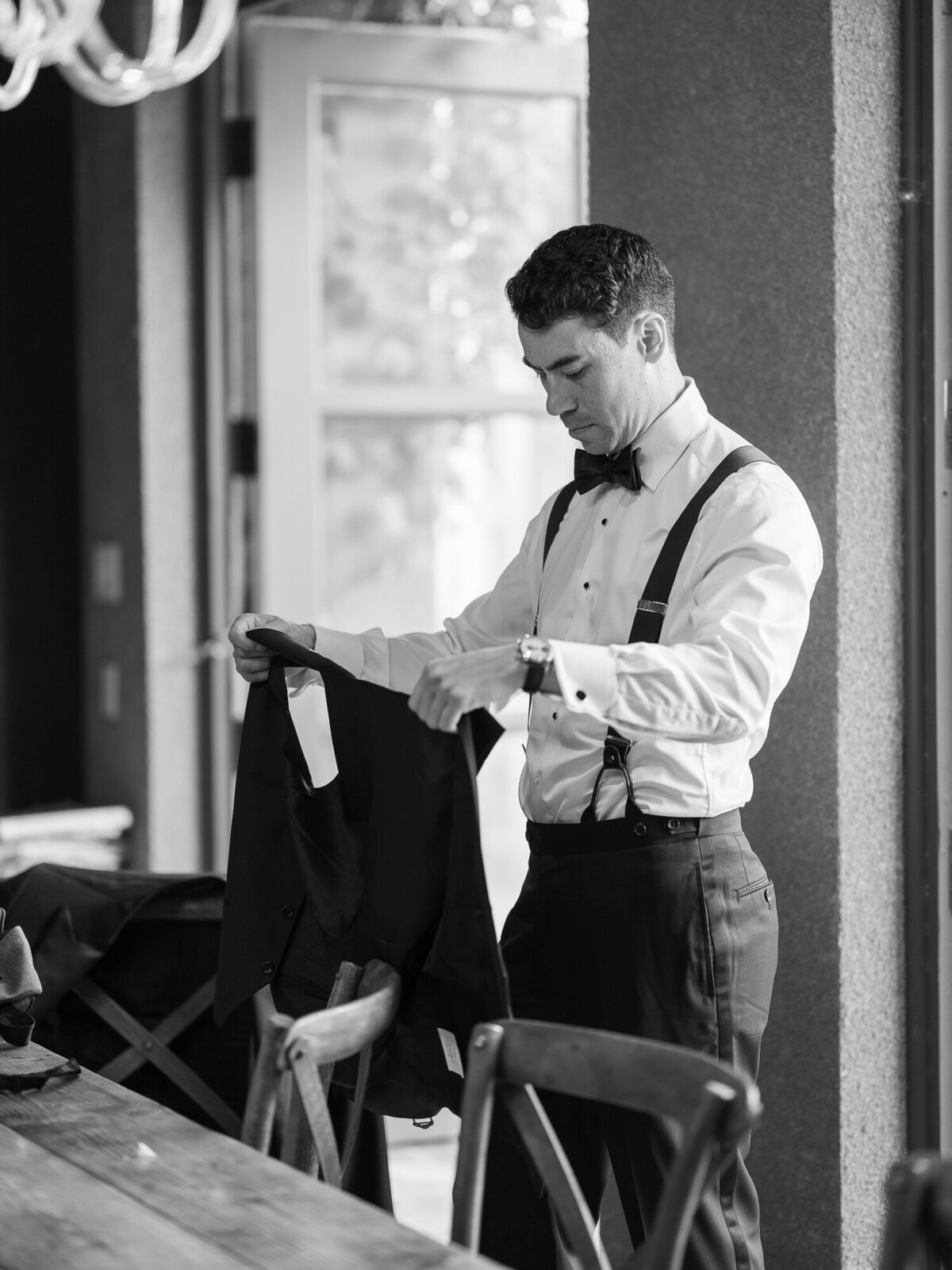 groom getting ready at Viansa Winery wedding