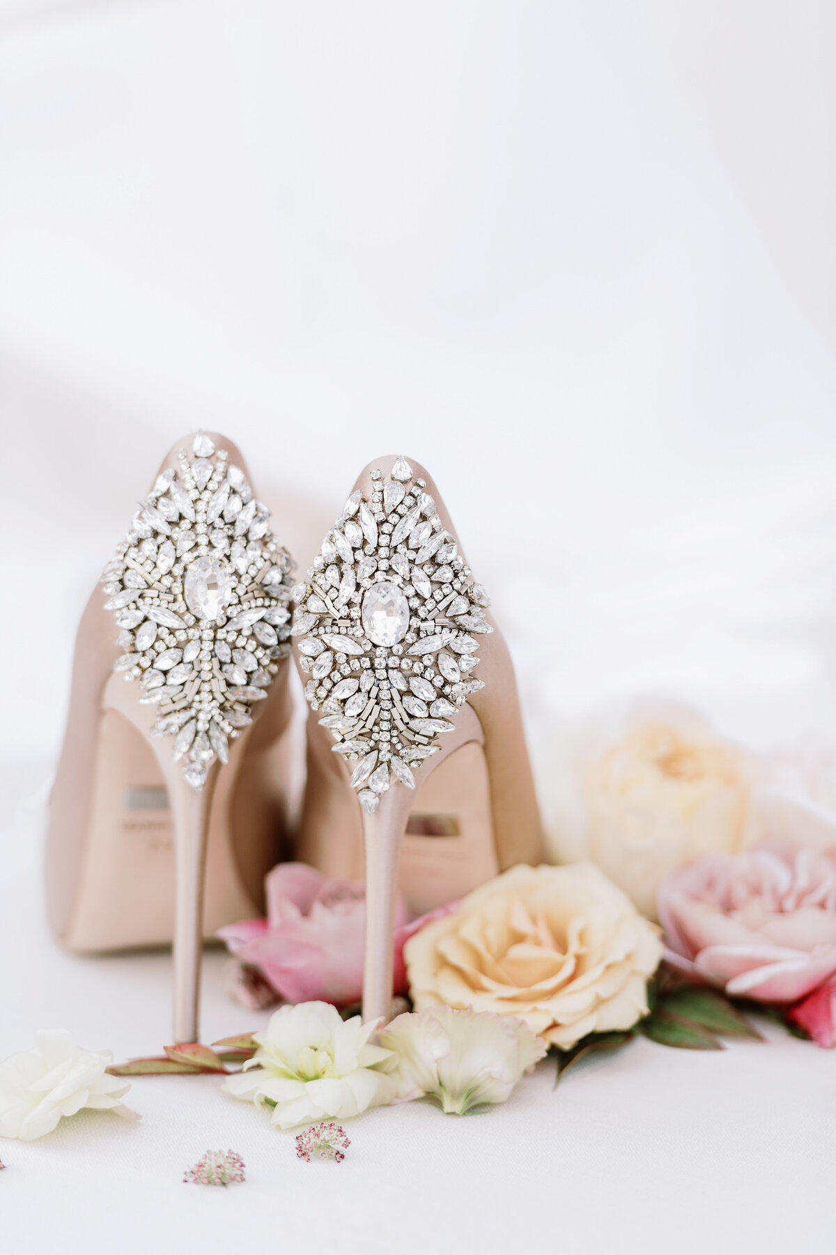 Georgia wedding day detail of sparkly couture shoes in savannah