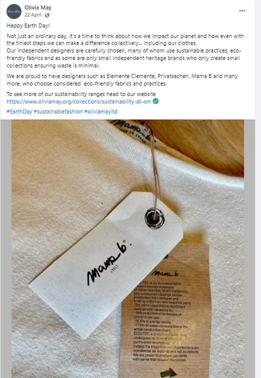 Olivia May social media Earth day