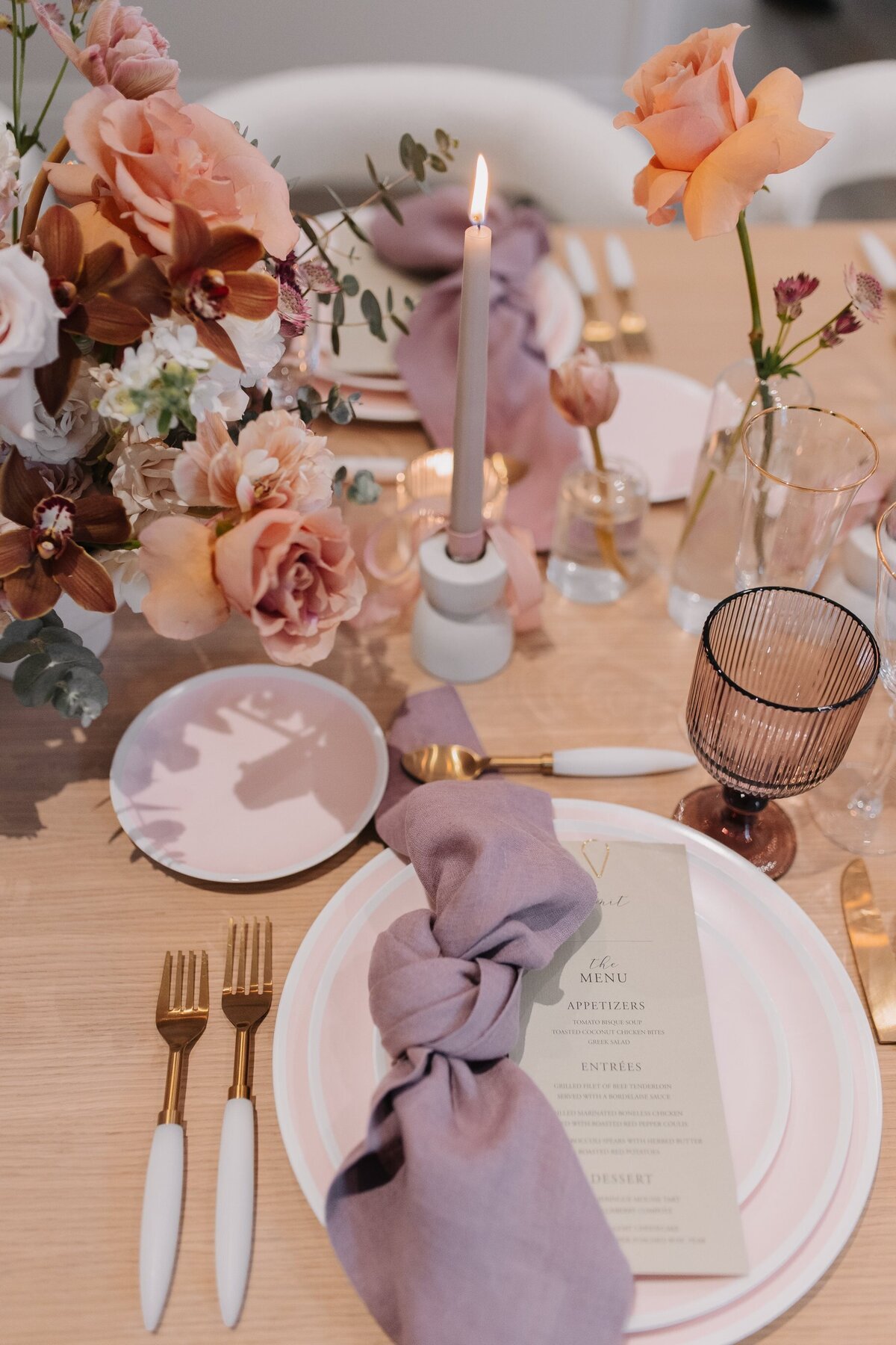 Light brown wedding menu & place card 1